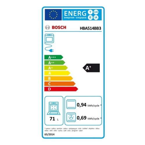 ΦΟΥΡΝΟΣ ΕΝΤΟΙΧΙΖΟΜΕΝΟΣ ΑΝΩ ΠΑΓΚΟΥ BOSCH HBA514BB3 (71LT / A+ / BLACK / ΟΘΟΝΗ / POP / ΥΔΡΟΛΥΣΗ )